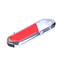 USB 2.0- флешка на 16 Гб в виде карабина, красный/серебристый