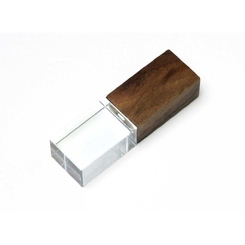 USB 2.0- флешка на 64 Гб прямоугольной формы, коричневый/прозрачный с красной подсветкой