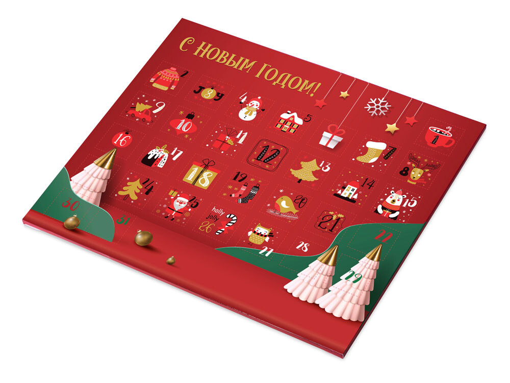 Шоколадный адвент-календарь «Festive», красный