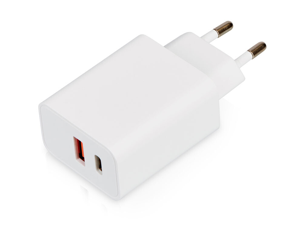 Сетевое зарядное устройство c выходами USB-A и USB-C и быстрой зарядкой QC/PD «Recharger Pro», 30 Вт, белый