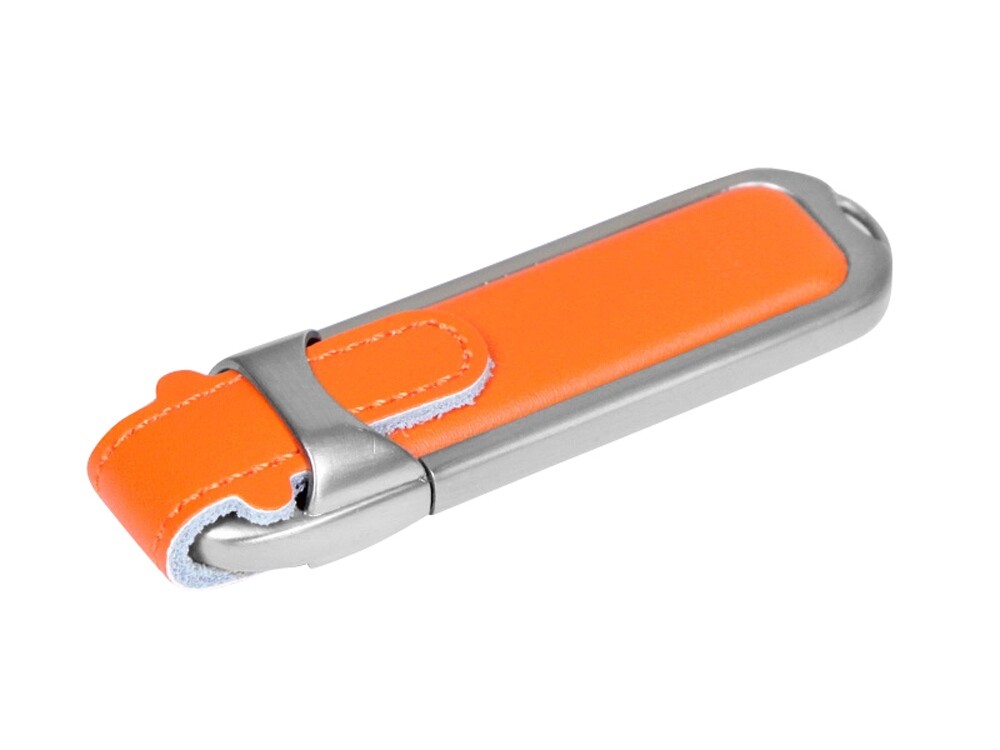 USB 2.0- флешка на 16 Гб с массивным классическим корпусом, оранжевый/серебристый