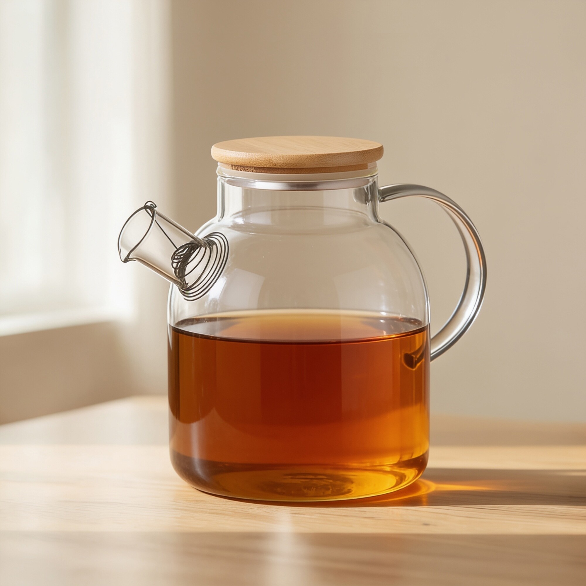 Стеклянный чайник с бамбуковой крышкой «Sencha M», прозрачный